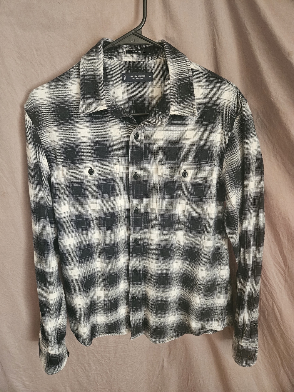 Lucky Brand Black & White Plaid Shirt Jacket